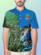 Custom Name/Text Men's Fishing Shirt - Personalized Full-Body Fish Print