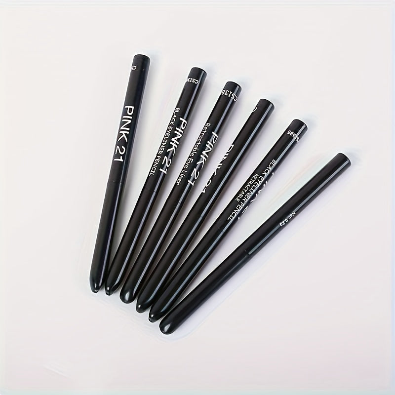5-Pack Waterproof & Sweat-Proof Black Eyeliner Pencil - Long-Lasting, Smudge-Proof For Bold Eye Makeup, Easy Glide Formula for Perfect Wings - Black - The Superior Findings Depot