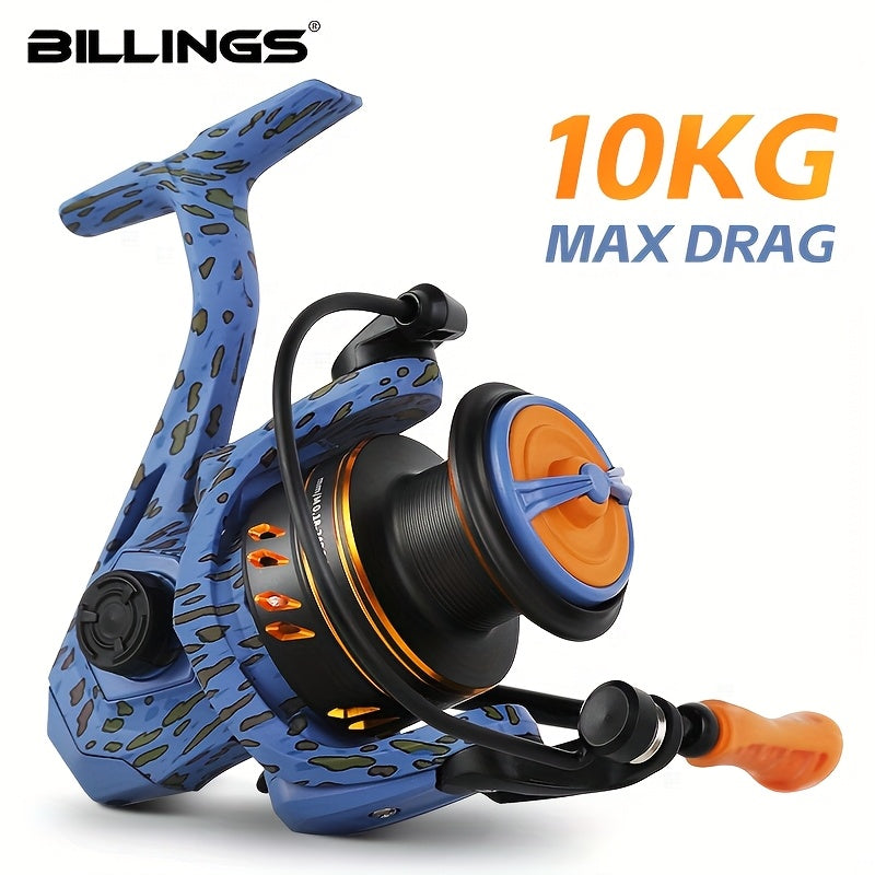 BILLINGS Heavy-Duty Spinning Fishing Reel 2000-5000 Series - 10kg/22LB Max Drag, 5.2:1 & 4.7:1 Gear Ratio, Saltwater/Freshwater, Ambidextrous Left/Right Hand Retrieve, Lightweight Durable Alloy, Large Capacity for Bass, Trout - The Superior Findings Depot