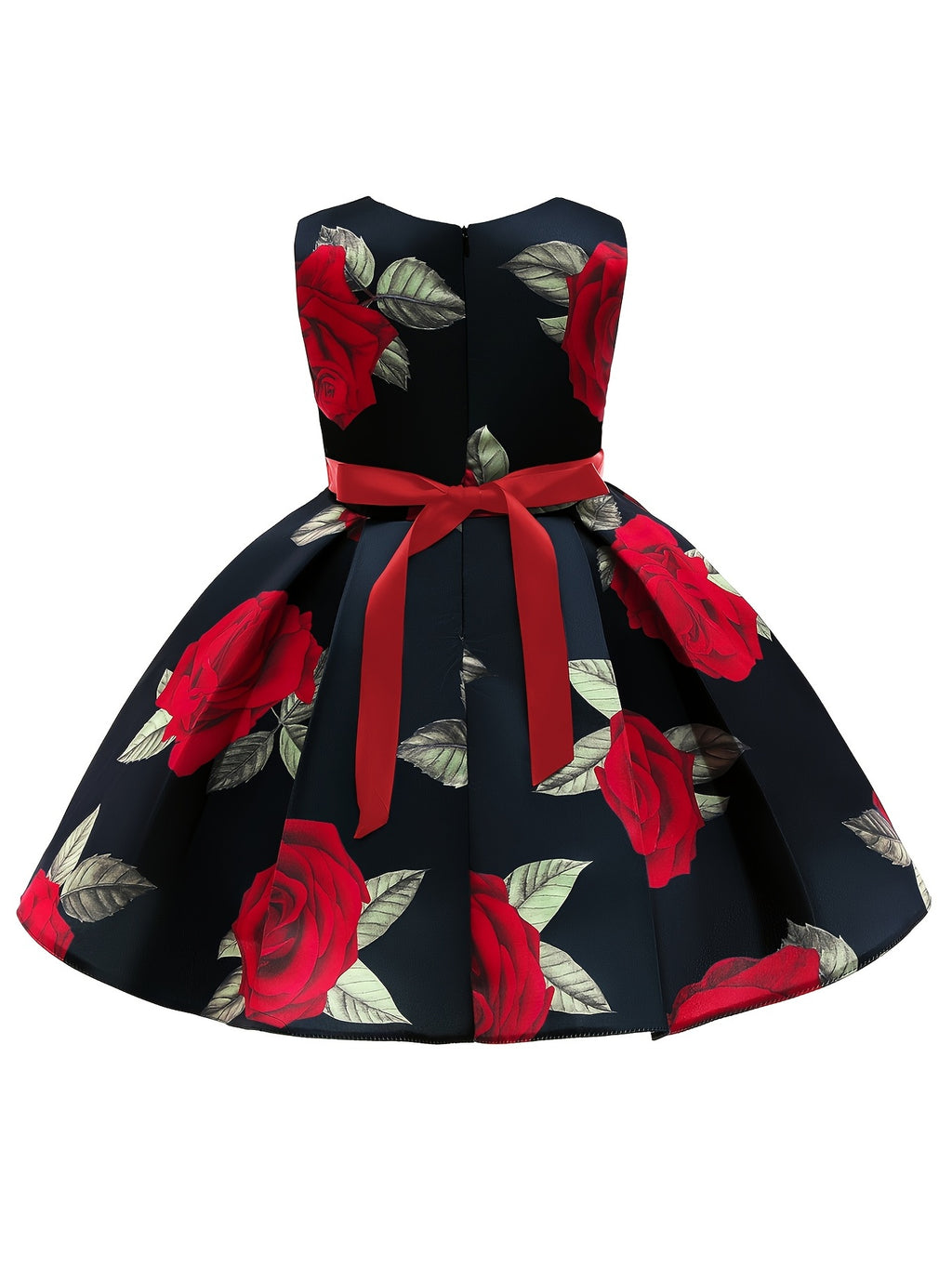 Girls Princess Dress - Floral Print Bowknot Formal Pageant Gown