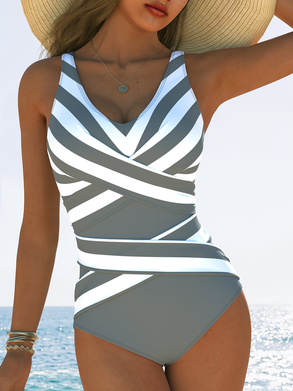 [Quick-Dry Swimwear] Women's One-Piece Swimsuit - Quick-Dry High-Elasticity Swim Suit, Chic One-Piece Swimsuit for Beach, Pool, Vacation - Easy Care Machine Washable Swimwear, Vintage Swimsuit, Beach Swimwear, Sporty Swimwear - The Superior Findings Depot