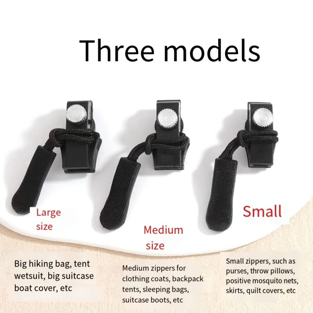 Set of 6 Universal Black Zipper Replacements - Detachable No Sewing