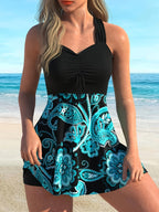 CURVASWIM Women's Casual Fashion Tankini Top and Shorts Two-Piece Swimsuit Set - The Superior Findings Depot