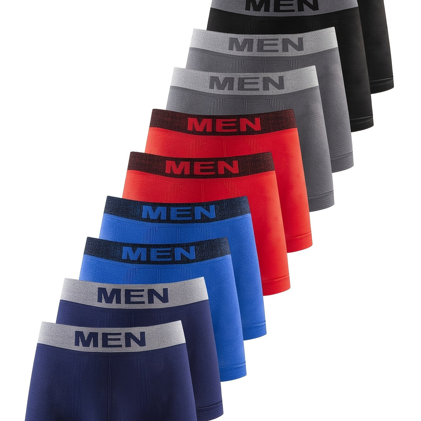 10pcs Men's Seamless Underwear - Ultra-Thin Breathable Boxers, No Visible Lines, Multi-Color Pack (Black/Red/Blue/Gray/) - Extended Sizes S-L - Everyday & Formal Wear - Bulk Pack for Convenience, Modern Boxers, High Elasticit