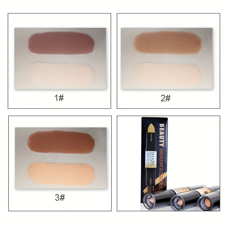 IMAN OF MAGIC Dual-Ended Concealer & Contour Stick - Waterproof, Natural Finish for All Skin Tones | Highlights & Conceals Blemishes, Dark Circles, Shadows Nose & Cheeks | Versatile Makeup Stick with Pink & Brown Shades - The Superior Findings Depot