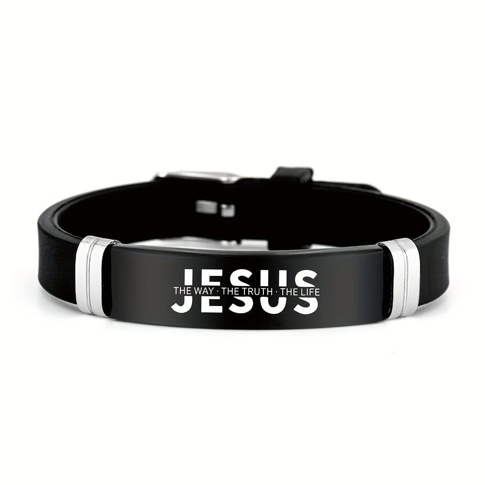 's 304 Stainless Steel Jesus Christ Bracelet - -Coated John 14:6 Verse (The Way, The Truth, The Life) - Religious Gift for Christian Faith, Easter, Christmas, Ramadan - Durable Christian Cross Pendant for Daily Wear - The Superior Findings Depot