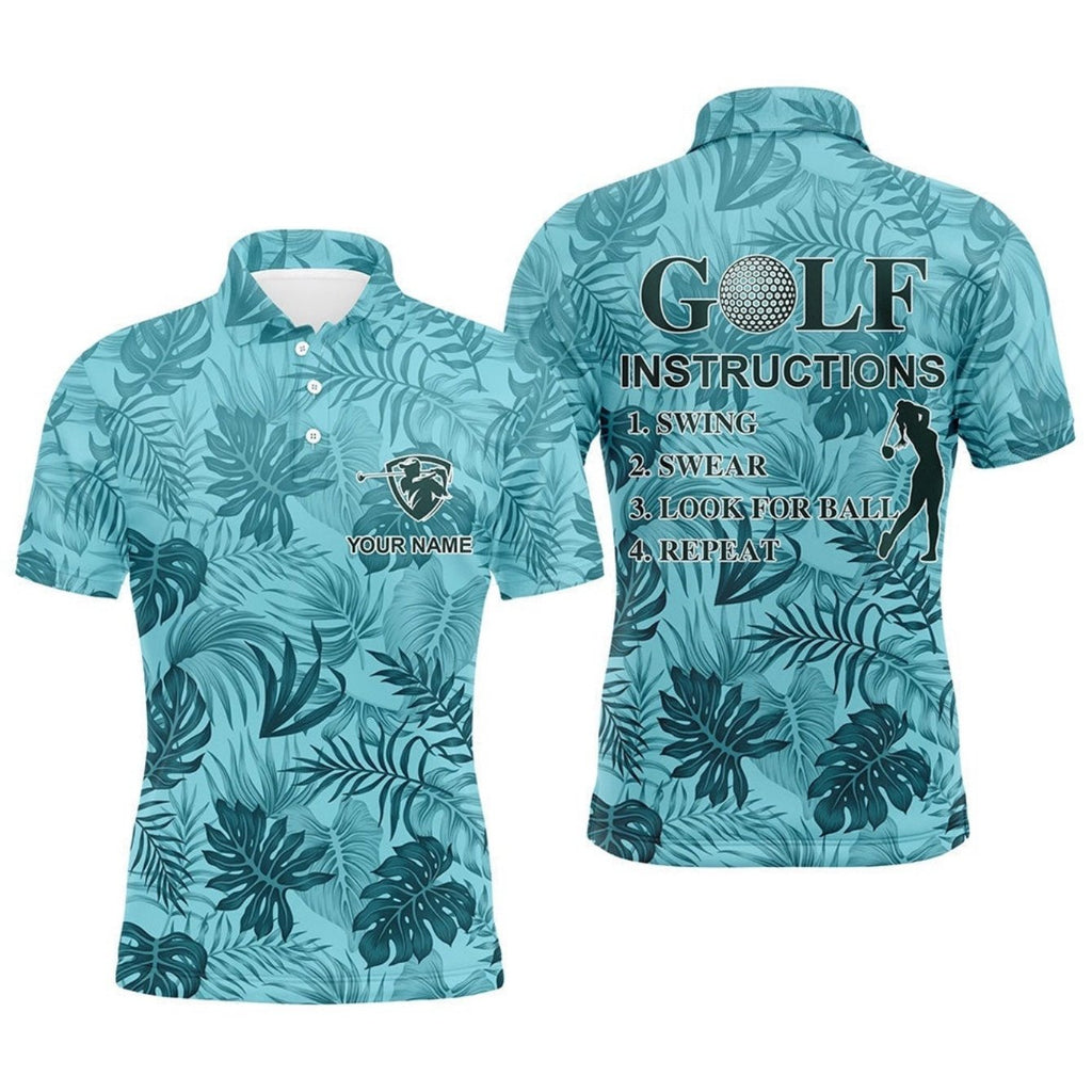 Custom Men's Golf Polo Shirt - Tropical Leaf Print