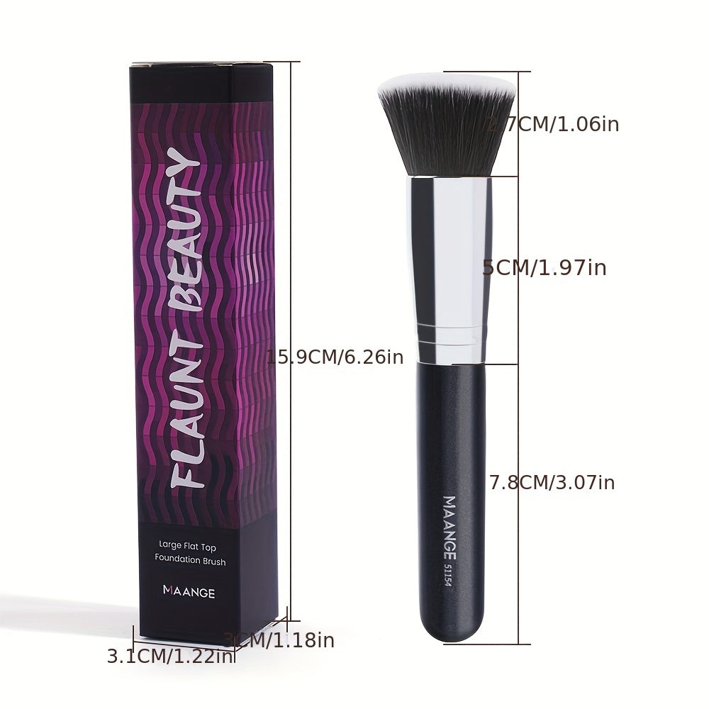 MAANGE Flawless Foundation Brush - Large Flat Top, Ultra-Soft Nylon Bristles for Seamless, Quick Application - Fragrance-Free, Ideal for All Skin Types - Black Handle, MAANGE - The Superior Findings Depot