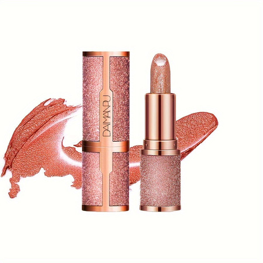 Rose Smoky Glitter Lipstick - Shimmering Pink Glossy Lipstick with Metallic Finish, Long-Lasting for All Light Beige Types, Perfect for Parties & Special Occasions, Party Makeup, Starry Sky Design, Metallic Finish - The Superior Findings Depot