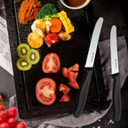 12-Piece Tomato Knife, Snack Knife, Sharp Blade, Corrugated Cut, Breakfast Knife, High Quality Stainless Steel Table Knife, Durable Bread Knife, Sharp Knife, Dishwasher Safe(Black handle) - The Superior Findings Depot