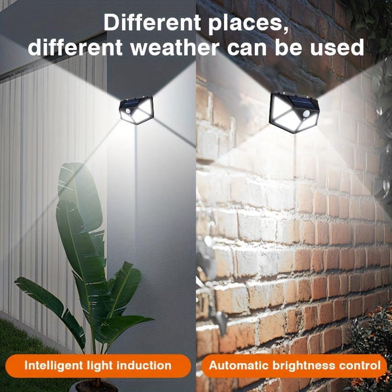 New 100LED wall sensor light, intelligent light sensor, solar charging, brightness automatic adjustment, outdoor solar sensor light, four side luminous human sensor wall light - The Superior Findings Depot
