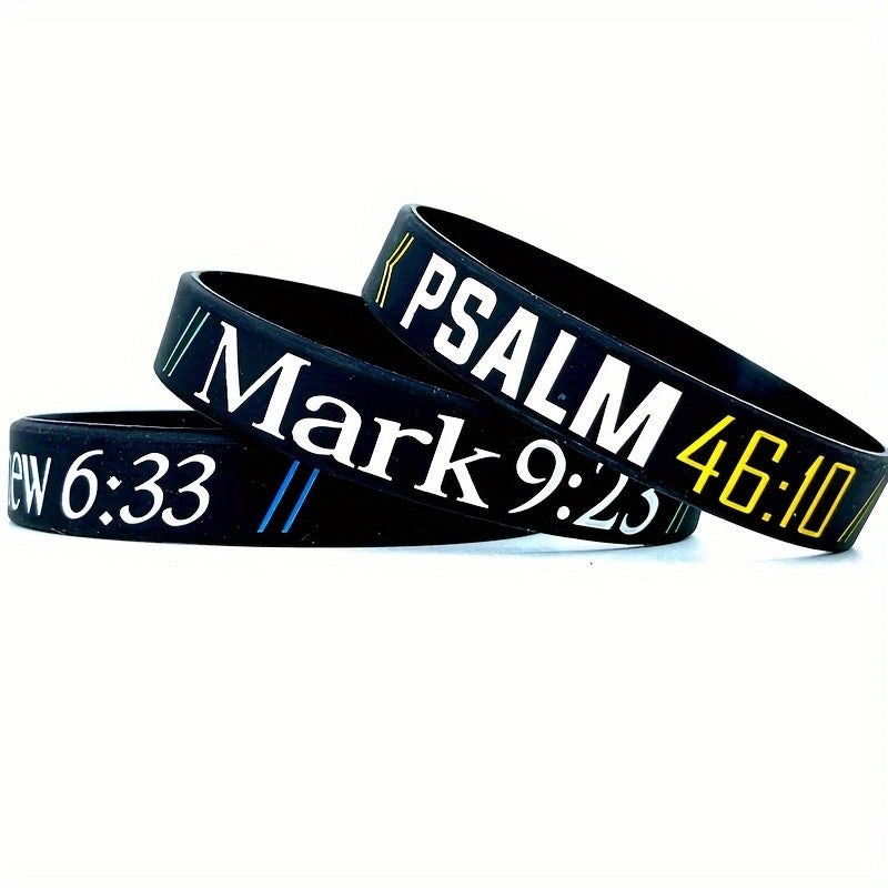 Silicone Wristbands with Inspirational Bible Verses - Black Religious Faith Bracelets for Men & Women, Motivational Scripture Quotes, Durable Comfort Fit for Daily Wear & Spiritual Encouragement, Faith Accessories, Spiritual - The Superior Findings Depot