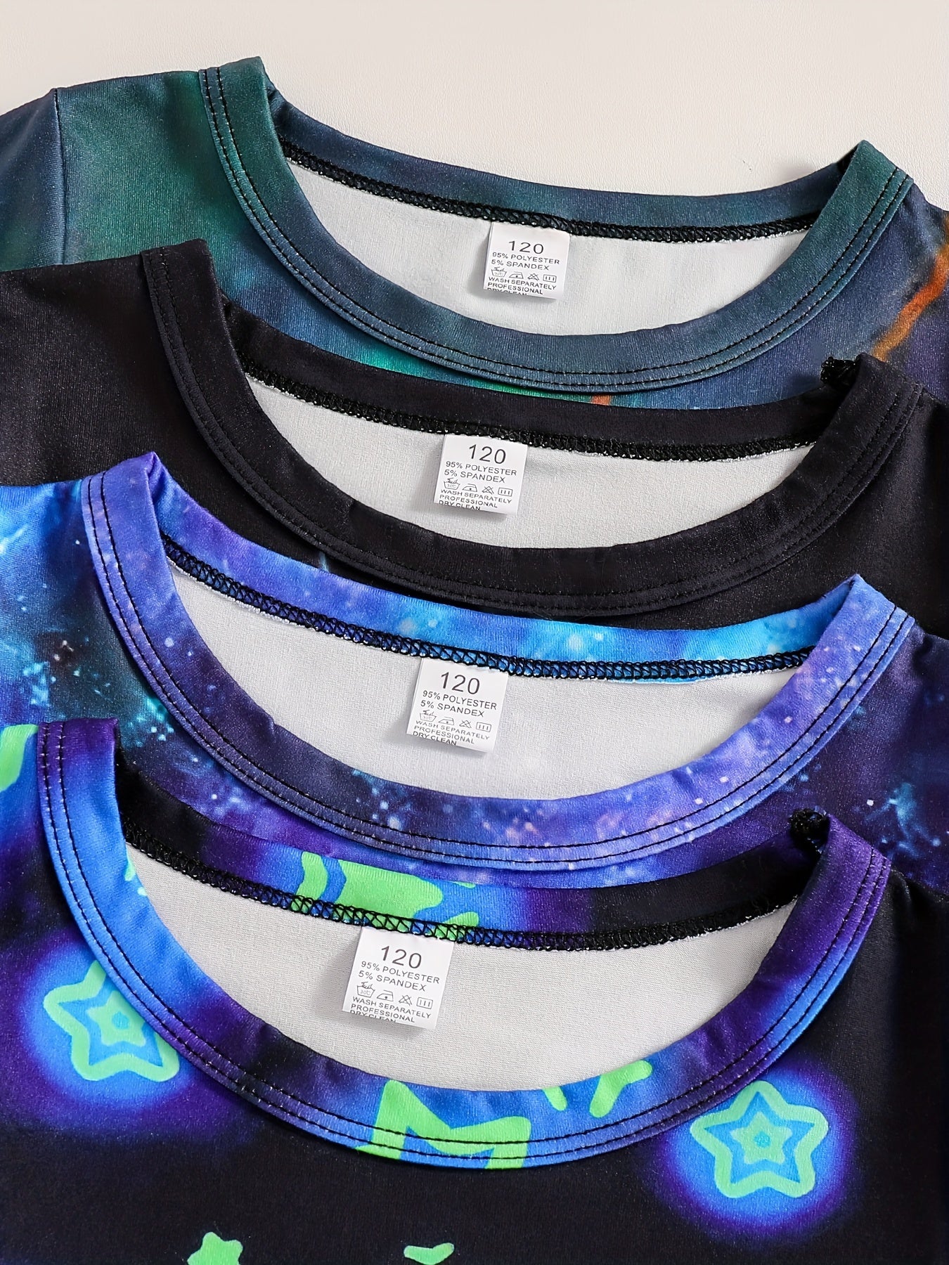 Boys' Summer Four-Pack Dinosaur Print T-Shirts - Casual Crew Neck