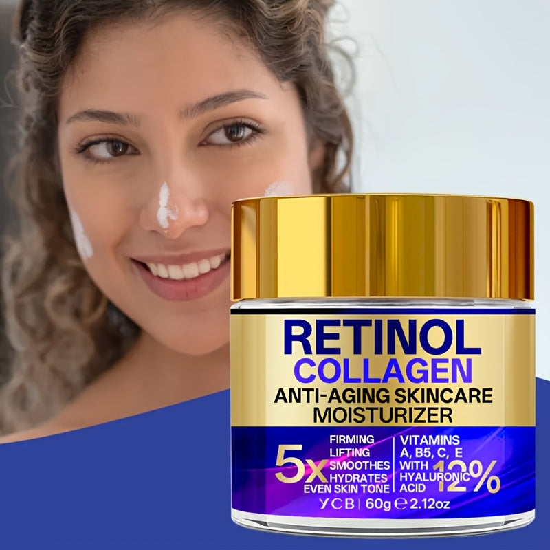 YCB Retinol Collagen Moisturizing Cream 60g/2.12oz - Face Cream with Hyaluronic Acid, Vitamin E, Shea Butter & Caffeine - Firms, Lifts Sagging Light Beige, Improves Elasticity, Even Light Beige, All Light Beige Types, Advance - The Superior Findings Depot