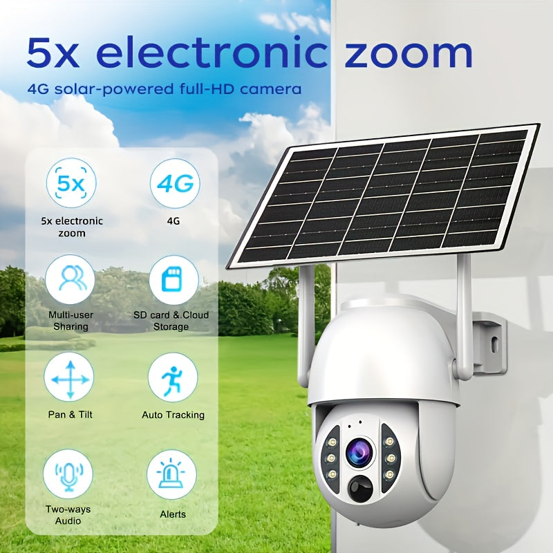 JOOAN Outdoor Solar Wireless Security Camera with 2G/3G/4G, Full HD Night Vision, Motion Tracking Alert, IPX6, Battery, 1296p Resolution, 2-Way Audio, Solar Charging, For Villa, Farm, Farm Surveillance, Modern Surveillance, D - The Superior Findings Depot