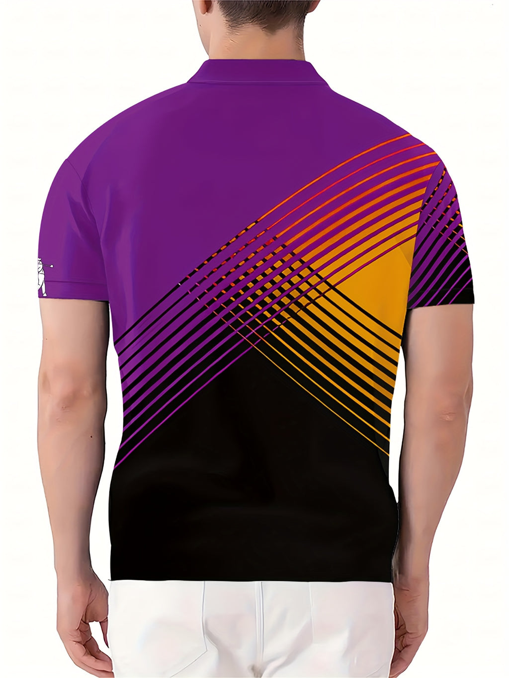 [Neon Polo Shirt] Neon Color Block 3D Digital Print Men's Summer Short Sleeve Polo Shirt | Casual Style, Regular Fit, 100% Polyester, Half Placket, Zipper Detail, Slight Stretch, 150g/m² - Yellow/Blue/Black