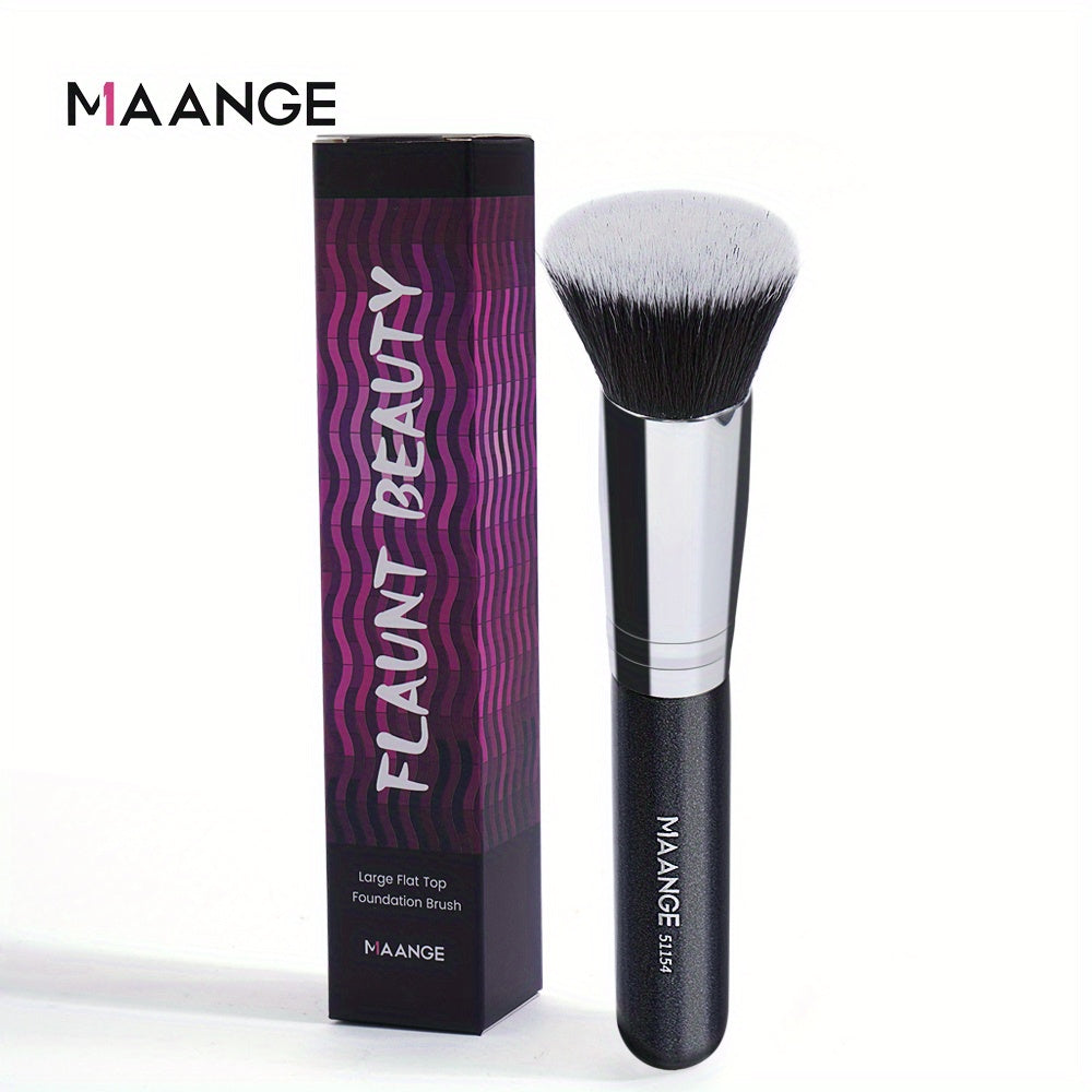 MAANGE Flawless Foundation Brush - Large Flat Top, Ultra-Soft Nylon Bristles for Seamless, Quick Application - Fragrance-Free, Ideal for All Skin Types - Black Handle, MAANGE - The Superior Findings Depot