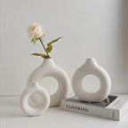 2pcs Black and White Combination Simple Plastic Ceramic Vase, Modern Home Decor for Living Room Dining Table Centerpiece, Hollow Round Flower Pot Suitable for Living Room, Kitchen, Office - Decoration - The Superior Findings Depot