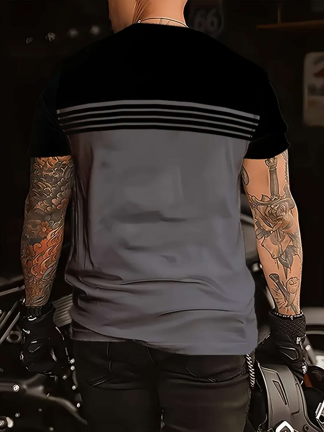 3 Pcs Men's Striped Short Sleeve T-Shirts - Casual Summer Tees in Black, Blue, Beige, Brown, Grey, Turquoise with Breathable Round Neck and Vertical Striped Sleeves - The Superior Findings Depot