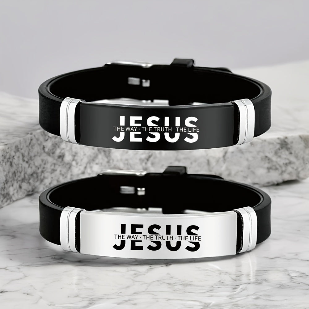 's 304 Stainless Steel Jesus Christ Bracelet - -Coated John 14:6 Verse (The Way, The Truth, The Life) - Religious Gift for Christian Faith, Easter, Christmas, Ramadan - Durable Christian Cross Pendant for Daily Wear - The Superior Findings Depot