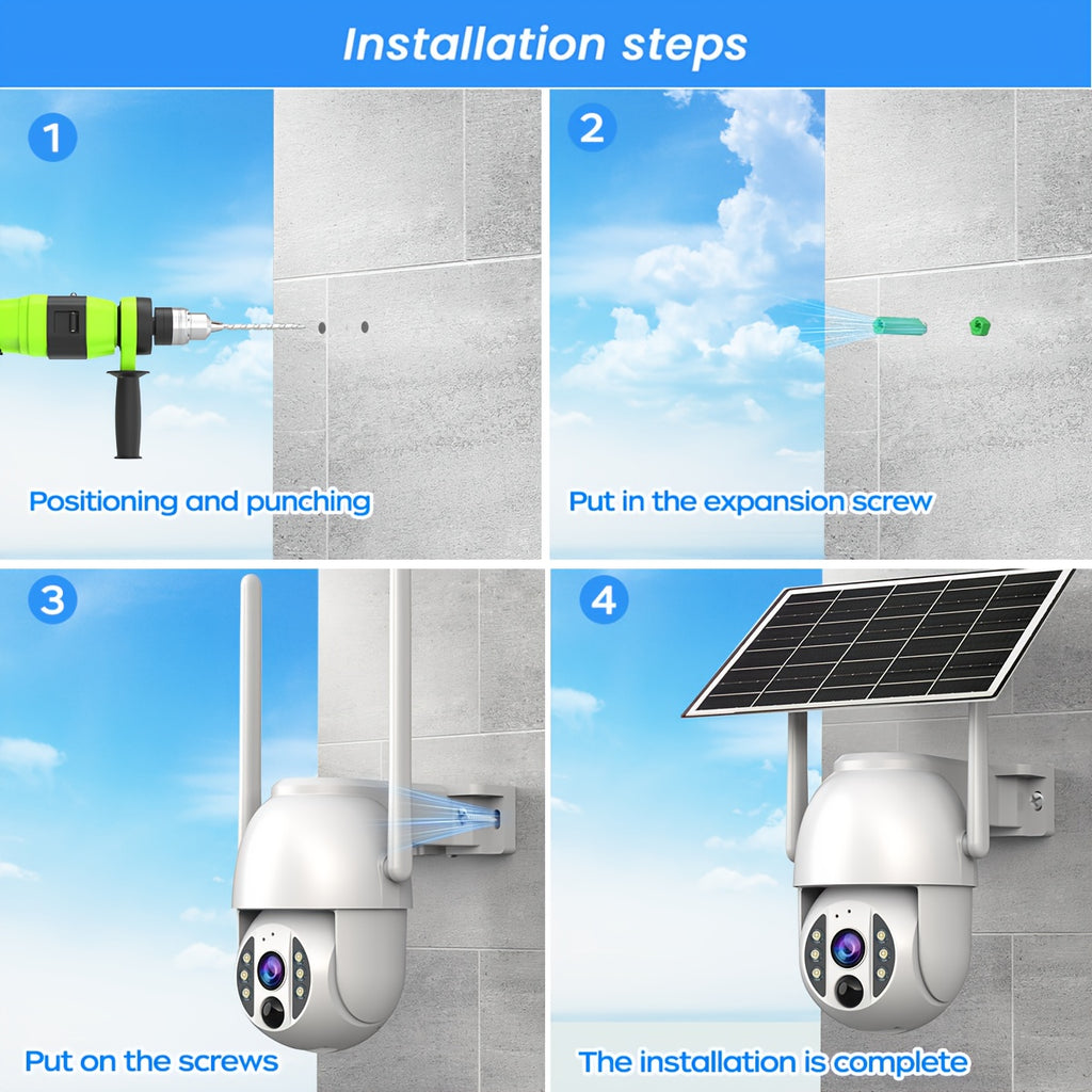 JOOAN Outdoor Solar Wireless Security Camera with 2G/3G/4G, Full HD Night Vision, Motion Tracking Alert, IPX6, Battery, 1296p Resolution, 2-Way Audio, Solar Charging, For Villa, Farm, Farm Surveillance, Modern Surveillance, D - The Superior Findings Depot