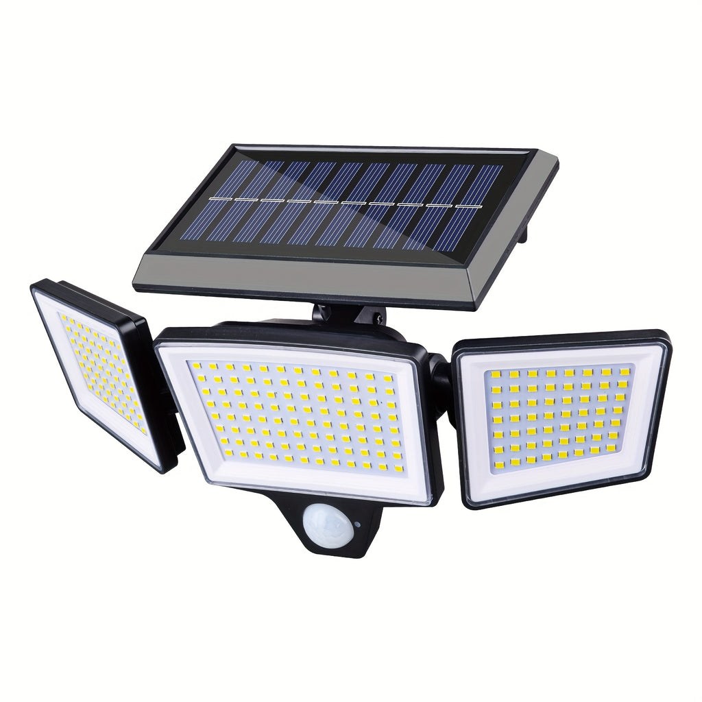 1pc Outdoor Solar Light - 208-LED Motion Sensor 3-Head IP44