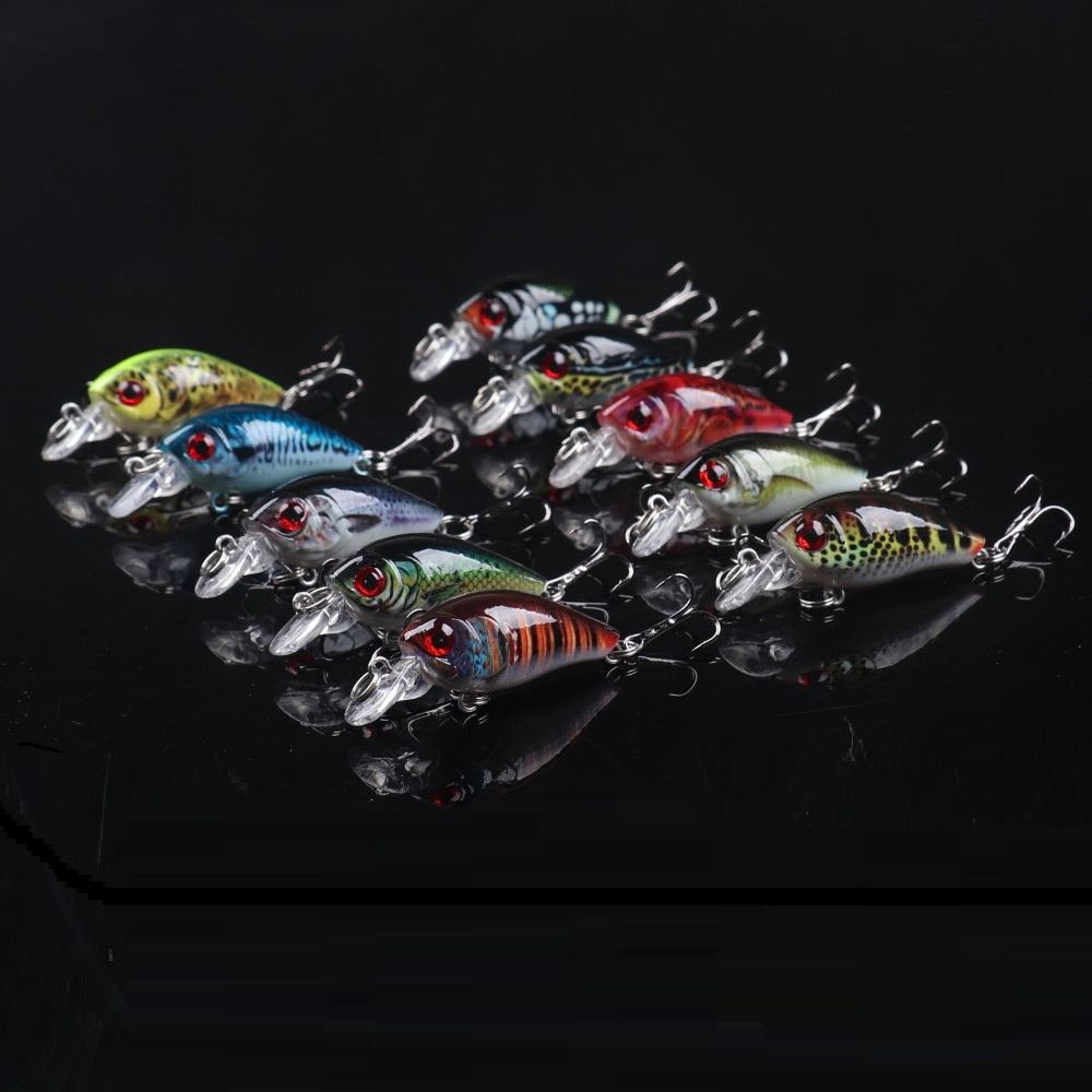 10pcs 3D Painted Rocker Lures - Realistic Swimming Action, Multi-Color (Blue, Red, Black, Green, Yellow) with Metallic Hooks, Durable Fishing Baits for Freshwater & Saltwater, Ideal for Bass, Trout, and Panfish, Fishing Lures - The Superior Findings Depot