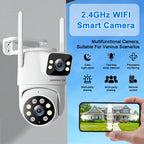 IP66 Dual Lens Outdoor WiFi Security Camera - 2.4GHz Wireless IP Camera, AI Human Tracking, Color Night Vision, Two-Way Audio, Pan/Tilt Rotation for Home Surveillance - The Superior Findings Depot