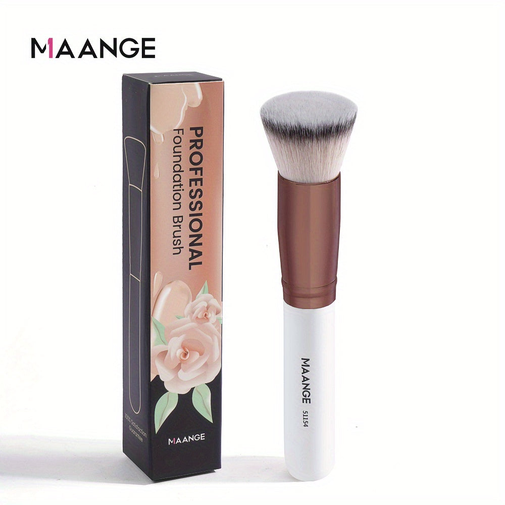 MAANGE Flawless Foundation Brush - Large Flat Top, Ultra-Soft Nylon Bristles for Seamless, Quick Application - Fragrance-Free, Ideal for All Skin Types - Black Handle, MAANGE - The Superior Findings Depot