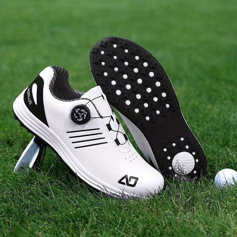 AOPLUS Men'S Stylish Golf Shoes - Low-Top Synthetic Cover Upper, Breathable Fabric & Cushioned Rubber Sole, All-Season Golf Shoes with Arch Support & Traction, Sleek Shoe Design, Comfortable Fit