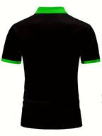 Ihembe Lamadoda Elinemikhono Emifushane Yasehlobo - Iphethini Yejiyometri Ekhanyayo Eluhlaza Okwesibhakabhaka