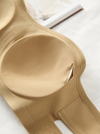 Seamless Strapless Bandeau Bra for Women - Anti-Slip, Cross-Back Design with Side Closure, Wireless & Padded - Comfortable Nylon Blend, Removable Pads for Casual Wear, Plus Size Bra - The Superior Findings Depot