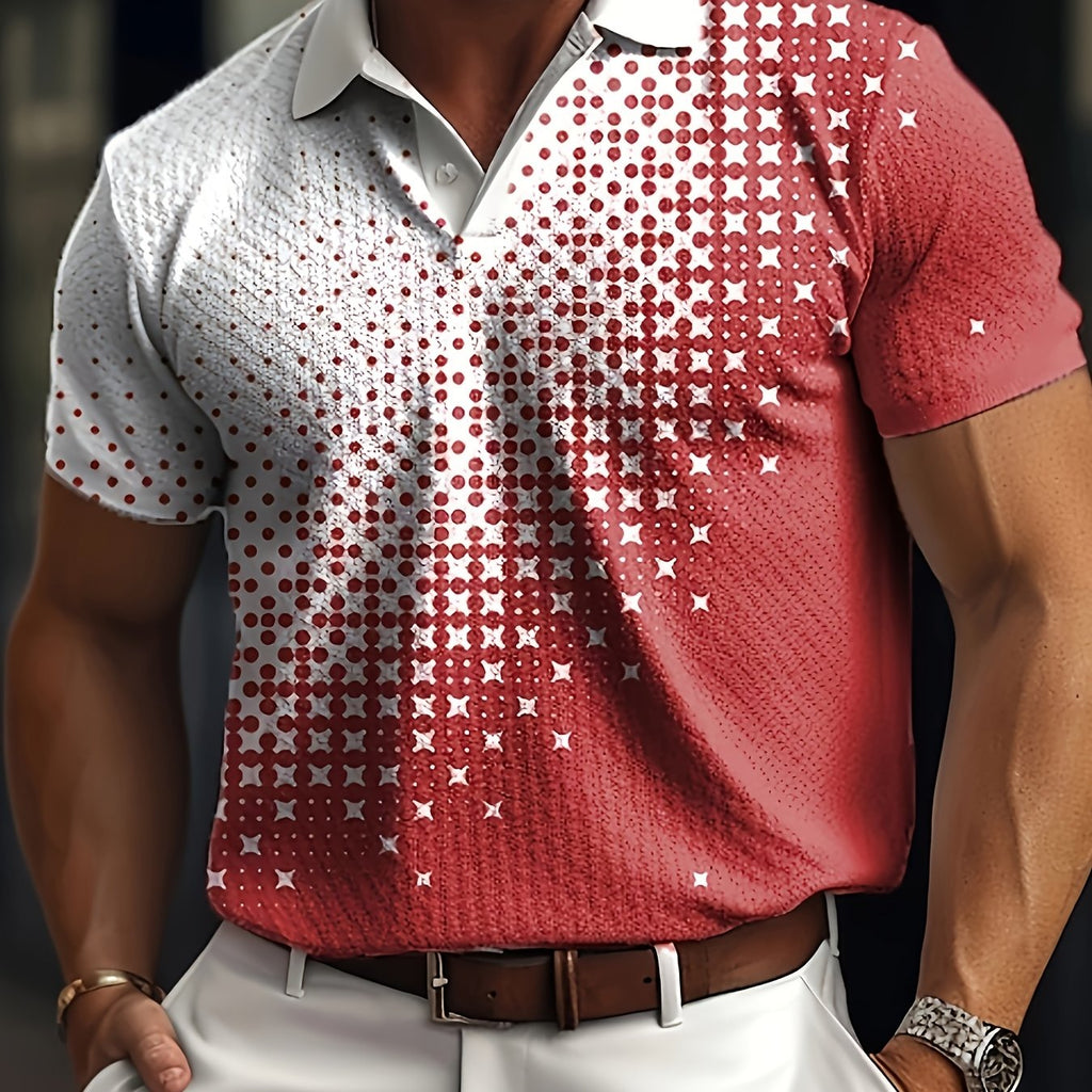 Men's Gradient Short Sleeve Golf Shirts - Casual Regular Fit Summer