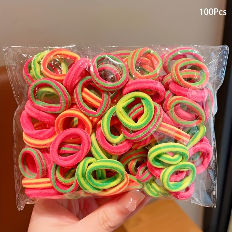 100 Pcs/Bag Children Cute Cartoon Elastic Hair Bands, Girls Lovely Srunchies Rubber Bands, Kid Hair Accessories, Ideal choice for Gifts - The Superior Findings Depot