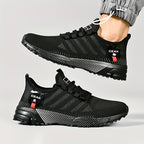 [Lightweight Sneakers] Lightweight Breathable Men's Mesh Sneakers | Low-Top Training Shoes with EVA Cushioning, Black & Red Accents for Running, Hiking, Gym & Casual Wear - All-Season Comfort, Hiking Footwear, Sleek Sporty De - The Superior Findings Depot