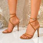 Women's Elegant High-Heel Ankle Strap Sandals - Open Toe Stiletto