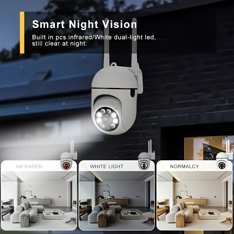 4pcs APP Compatible 1080P HD WiFi Security Cameras with PTZ, Dual Audio, LED Night Vision, Motion Detection Alarm, Wall-Mounted, Indoor/Outdoor Use, Non-Waterproof, 2MP Color - The Superior Findings Depot