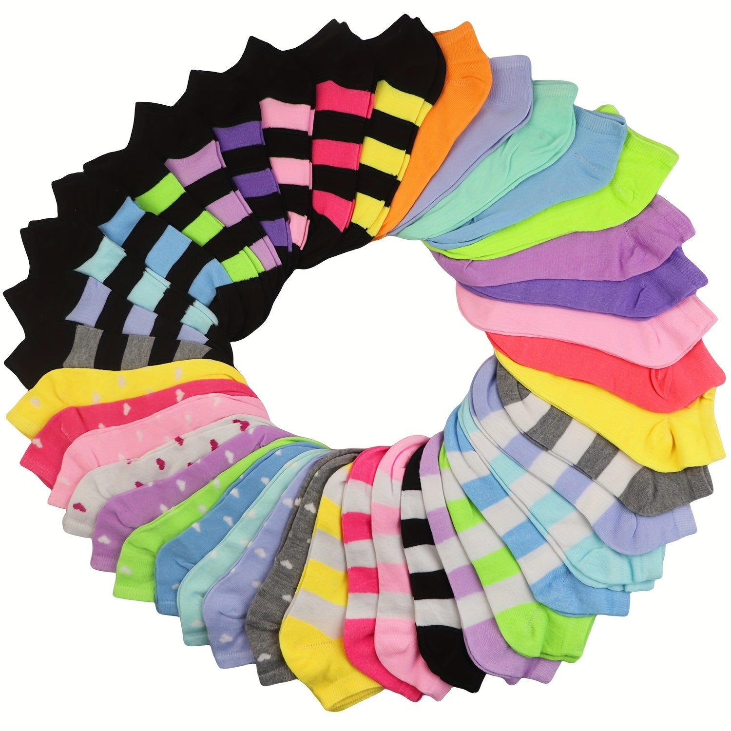20pairs Random Color Teenager's Fashion Cute Pattern Low-cut Socks, Comfy & Breathable Soft & Elastic Thin Socks For Spring And Summer - The Superior Findings Depot