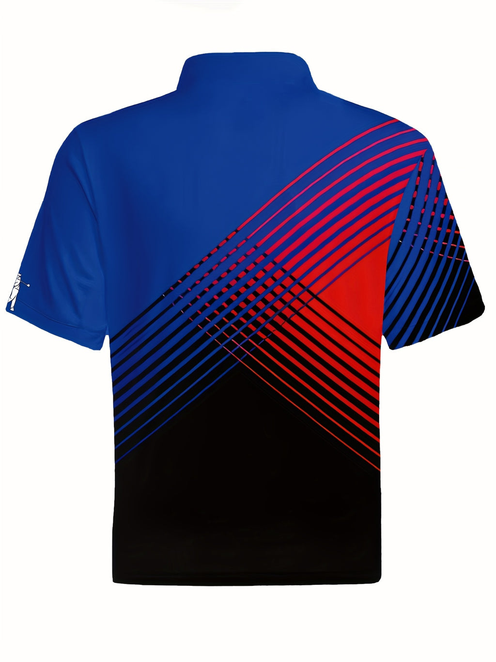 [Neon Polo Shirt] Neon Color Block 3D Digital Print Men's Summer Short Sleeve Polo Shirt | Casual Style, Regular Fit, 100% Polyester, Half Placket, Zipper Detail, Slight Stretch, 150g/m² - Yellow/Blue/Black