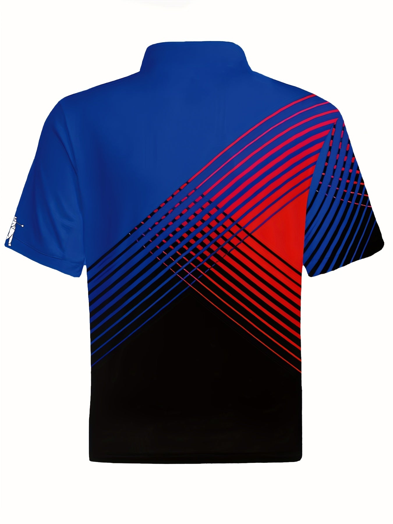 [Neon Polo Shirt] Neon Color Block 3D Digital Print Men's Summer Short Sleeve Polo Shirt | Casual Style, Regular Fit, 100% Polyester, Half Placket, Zipper Detail, Slight Stretch, 150g/m² - Yellow/Blue/Black