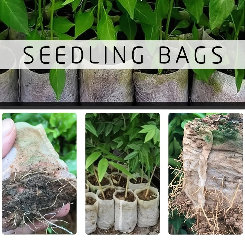 100pcs Biodegradable Seed Nursery Bags, Non-Woven Plants Grow Bags, Fabric Seedling Pots Plants Pouch, Home Garden Supply, Seedling Plant Nursery Bags For Soil Transplant Pouches Agricultural Production Supply 8.0x10.01cm - The Superior Findings Depot
