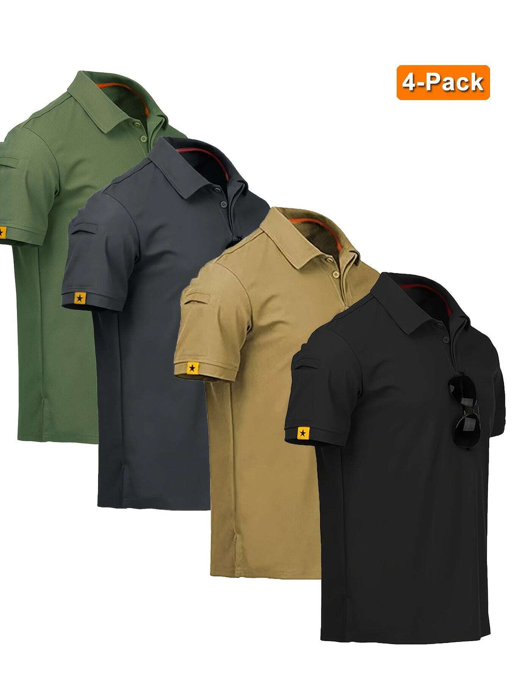 4pcs Men'S Quick-Dry Breathable Short Sleeve Polo Shirts - Lightweight Summer Outdoor T-Shirts with Collar, Regular Fit for Hiking, Golf, Beach - The Superior Findings Depot