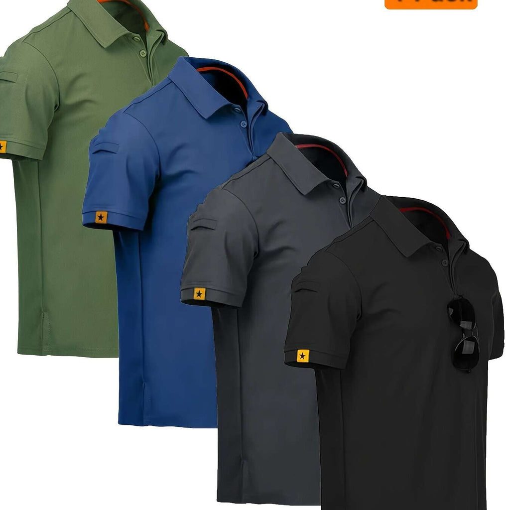 4pcs Men'S Quick-Dry Breathable Short Sleeve Polo Shirts - Lightweight Summer Outdoor T-Shirts with Collar, Regular Fit for Hiking, Golf, Beach - The Superior Findings Depot