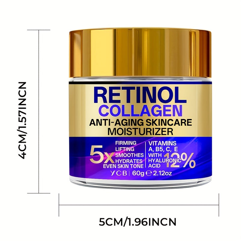 YCB Retinol Collagen Moisturizing Cream 60g/2.12oz - Face Cream with Hyaluronic Acid, Vitamin E, Shea Butter & Caffeine - Firms, Lifts Sagging Light Beige, Improves Elasticity, Even Light Beige, All Light Beige Types, Advance - The Superior Findings Depot