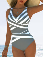 [Quick-Dry Swimwear] Women's One-Piece Swimsuit - Quick-Dry High-Elasticity Swim Suit, Chic One-Piece Swimsuit for Beach, Pool, Vacation - Easy Care Machine Washable Swimwear, Vintage Swimsuit, Beach Swimwear, Sporty Swimwear - The Superior Findings Depot