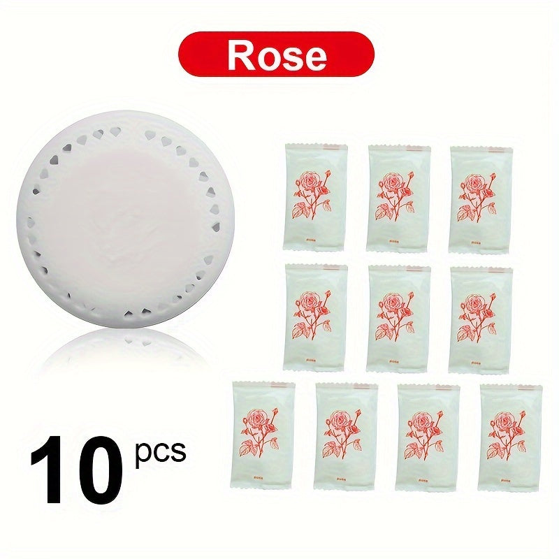 10pcs Long-Lasting Aromatherapy Air Freshener Refills with Extra Shells - Solid Deodorizer Tablets in Cherry Blossom, Rose & Lavender Scents for Home, Car, Bathroom, Bedroom, Wardrobe & Toilet Odor Elimination, Car Perfume Ai - The Superior Findings Depot