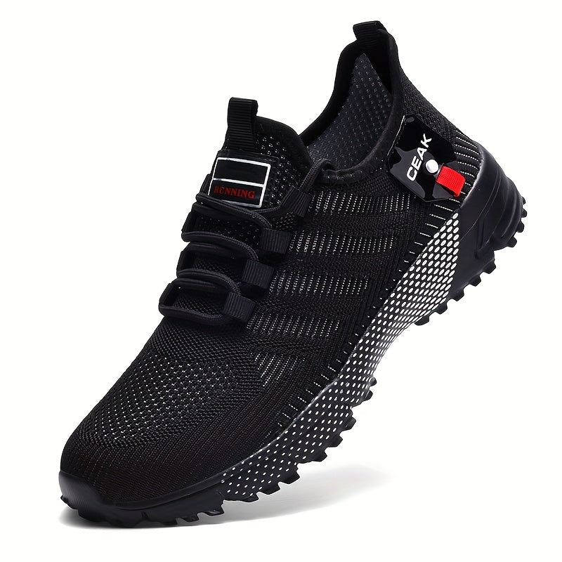 [Lightweight Sneakers] Lightweight Breathable Men's Mesh Sneakers | Low-Top Training Shoes with EVA Cushioning, Black & Red Accents for Running, Hiking, Gym & Casual Wear - All-Season Comfort, Hiking Footwear, Sleek Sporty De - The Superior Findings Depot