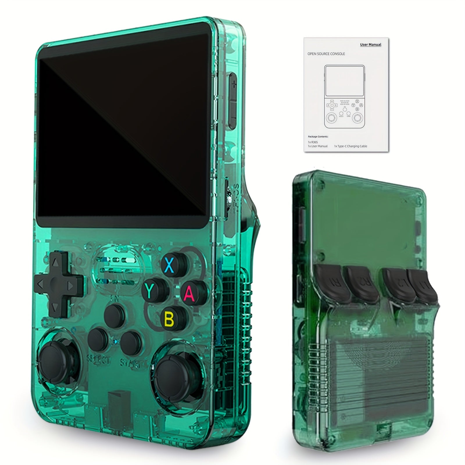 Retro Handheld Game Console R36S / 7 Colors Available / 3.5" Screen Classic Entertainment / 64GB Portable Gaming Device with USB Charging & Rechargeable Battery / Plug and Play - The Superior Findings Depot