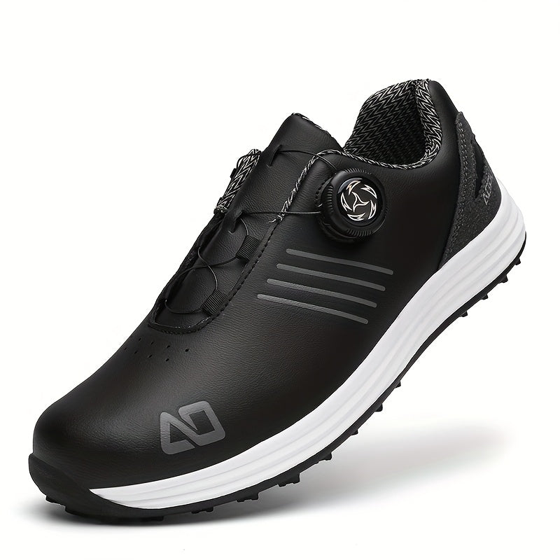 AOPLUS Men'S Stylish Golf Shoes - Low-Top Synthetic Cover Upper, Breathable Fabric & Cushioned Rubber Sole, All-Season Golf Shoes with Arch Support & Traction, Sleek Shoe Design, Comfortable Fit