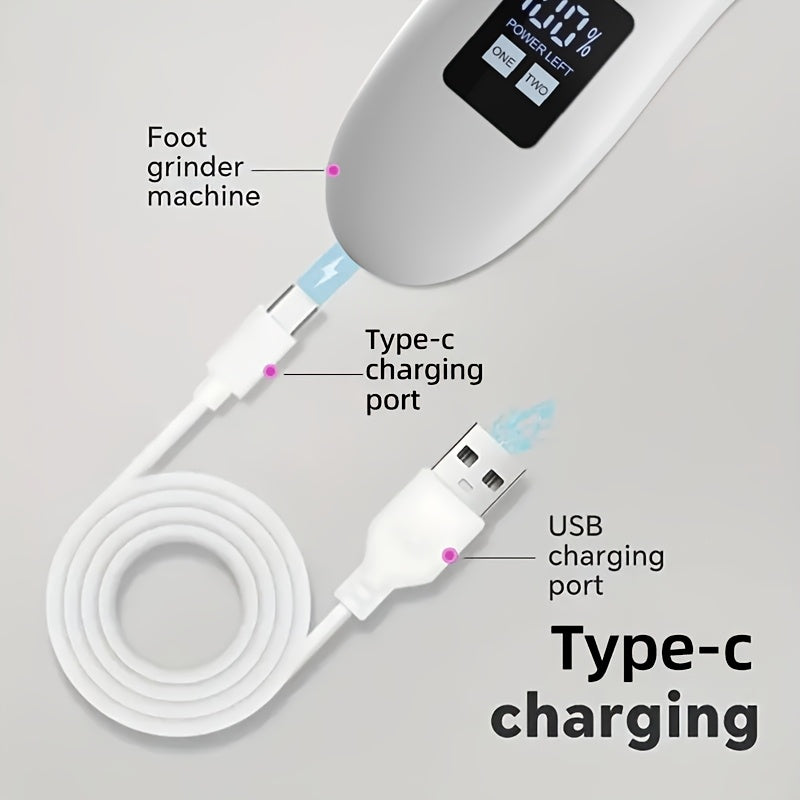 MIGUAN Rechargeable Electric Remover Machine - Portable Digital Foot & Hand File with LCD Display, Professional Pedi Care for Cracked Heels, Dead Beige, Pedicure, Ideal Gift for Diabetics & Sensitive - The Superior Findings Depot